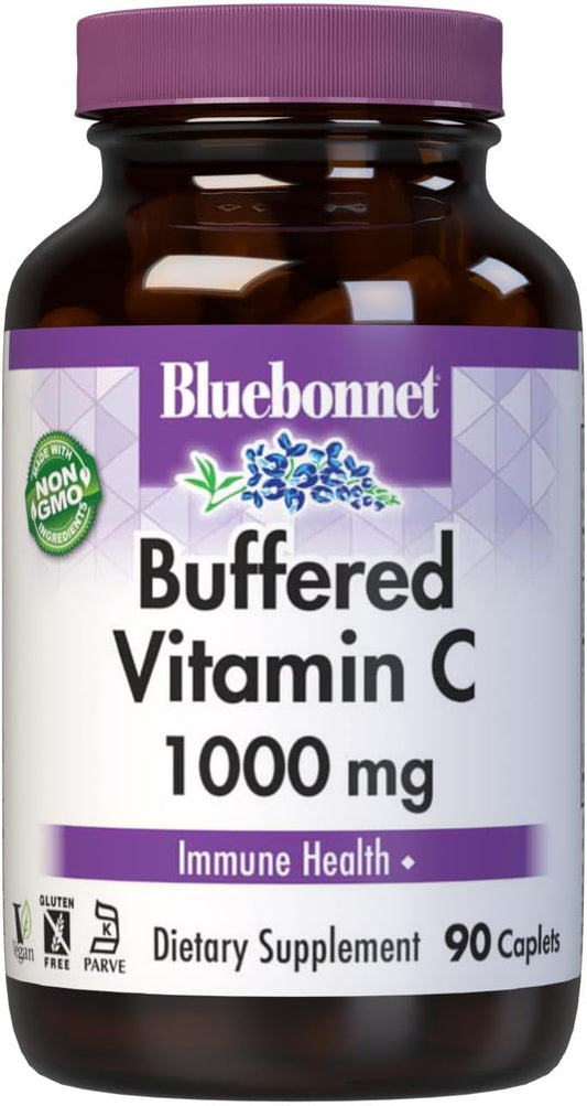 BlueBonnet Nutrition Buffered Vitamin C 1000mg Capsules for Immune Support - 90 Count, Citrus Flavor, Non-GMO, Vegan & Dairy Free