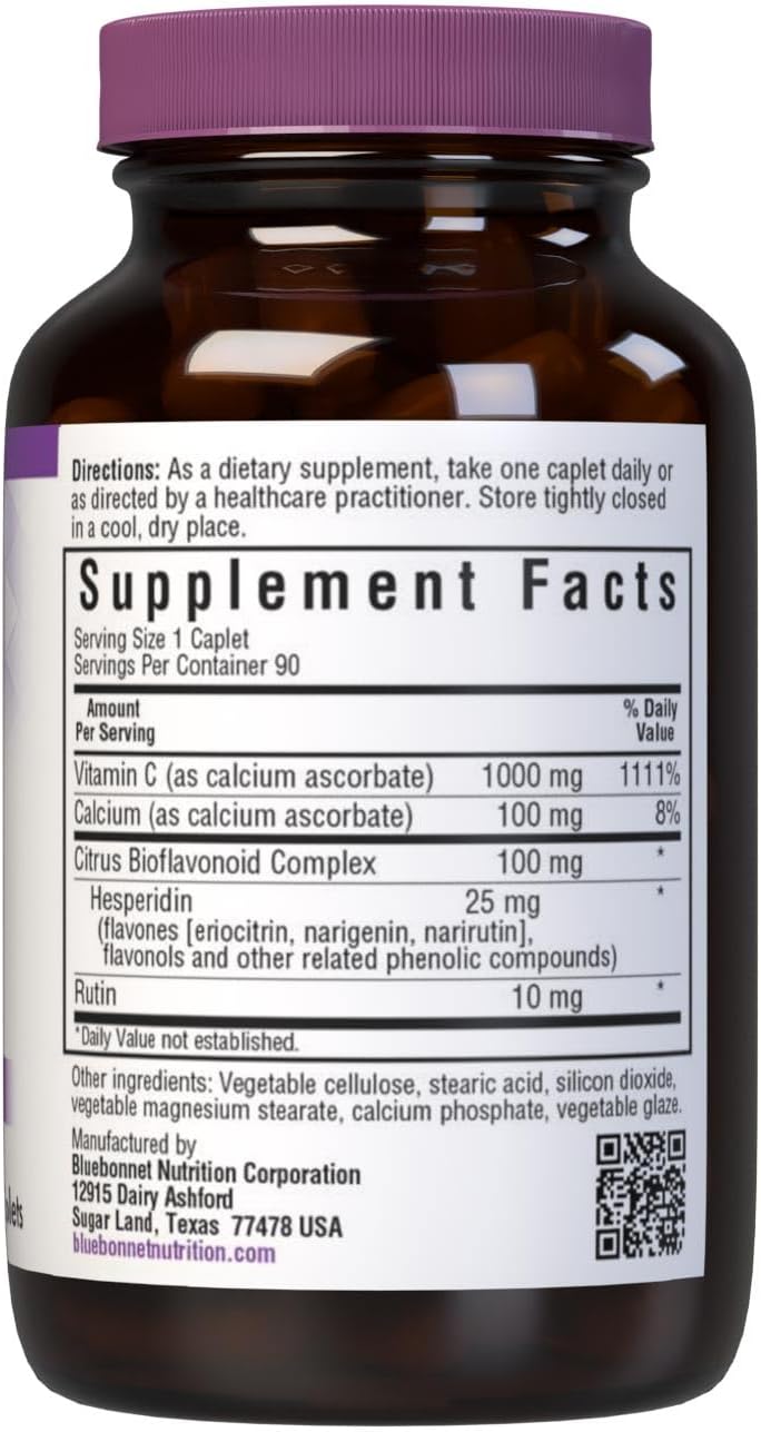BlueBonnet Nutrition Buffered Vitamin C 1000mg Capsules for Immune Support - 90 Count, Citrus Flavor, Non-GMO, Vegan & Dairy Free