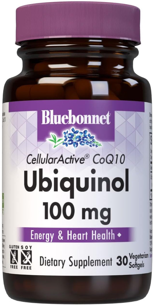 Bluebonnet Nutrition Cellular Active CoQ10 Ubiquinol 100 mg Softgels for Energy & Heart Health, Non-GMO, Gluten-Free, 30 Servings