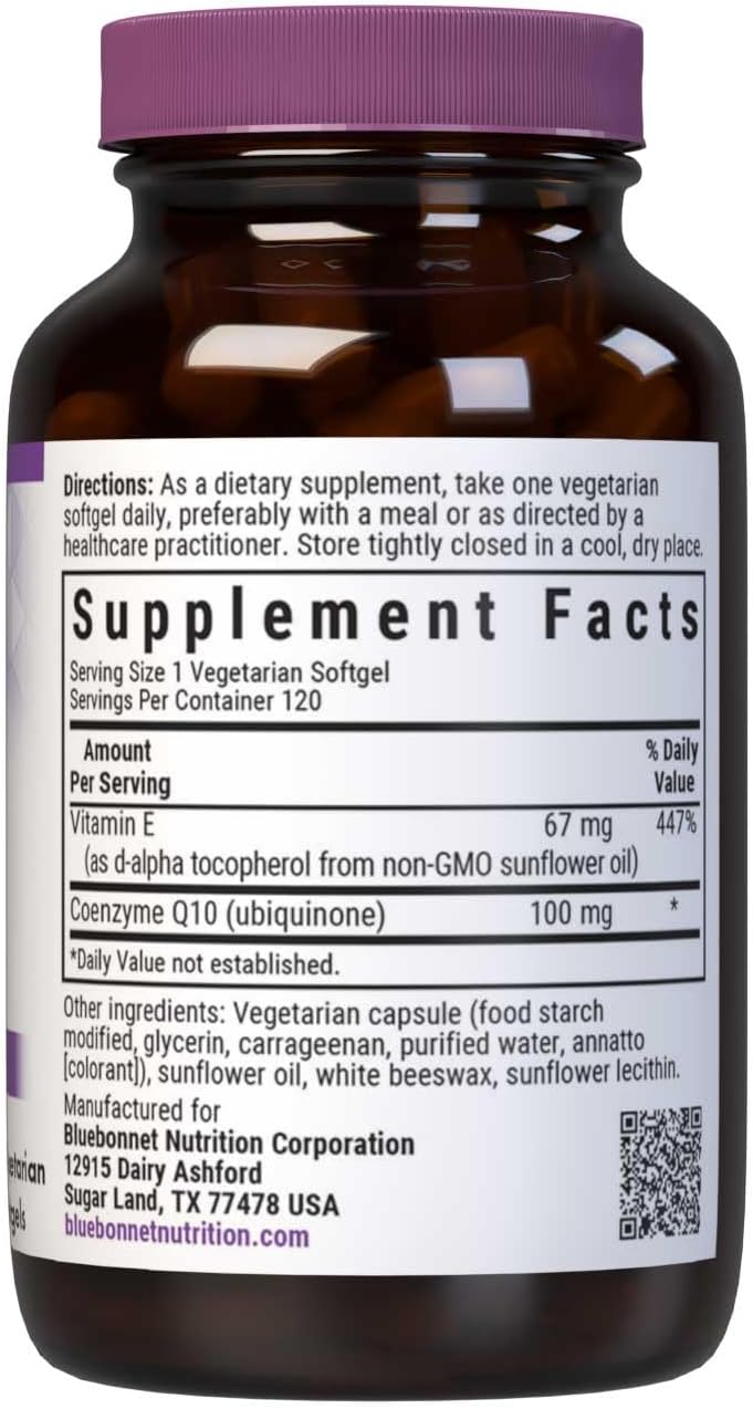 BlueBonnet Nutrition CoQ10 100mg Softgels for Energy and Heart Health - Non-GMO, Gluten-Free, Soy-Free, Vegetarian, 120 Servings