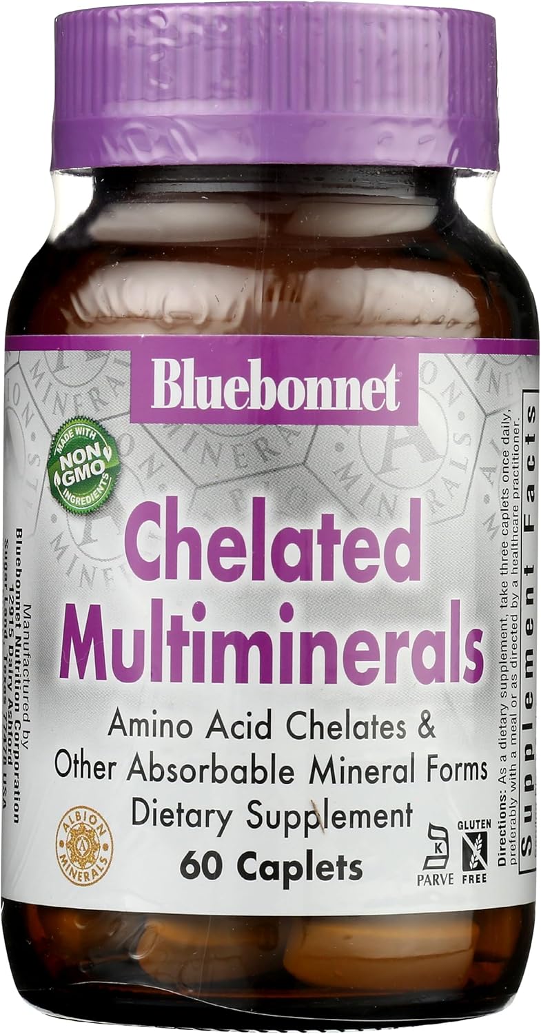 Bluebonnet Nutrition High Potency Chelated Multiminerals - Soy-Free, Gluten-Free, Non-GMO - 60 Caplets