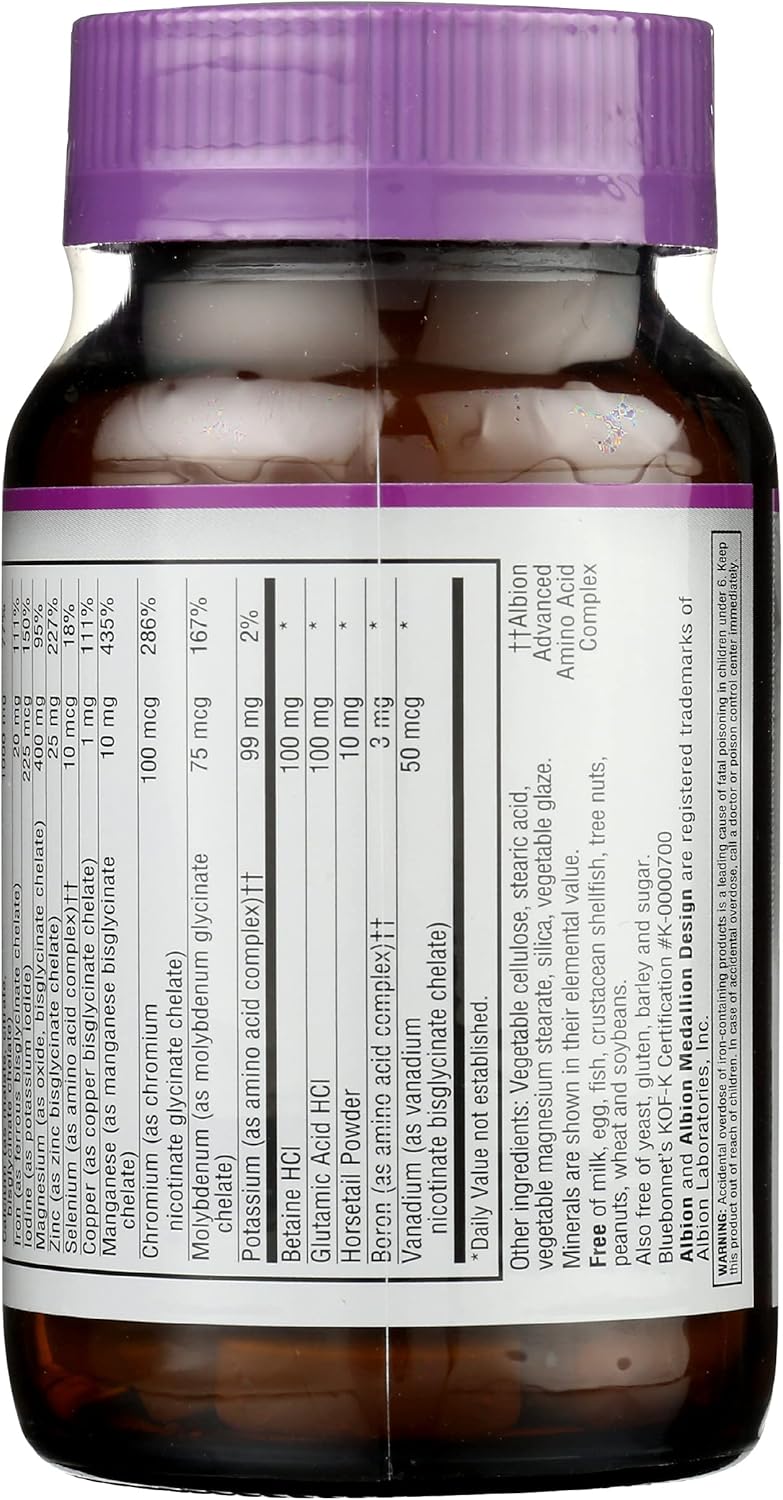 Bluebonnet Nutrition High Potency Chelated Multiminerals - Soy-Free, Gluten-Free, Non-GMO - 60 Caplets