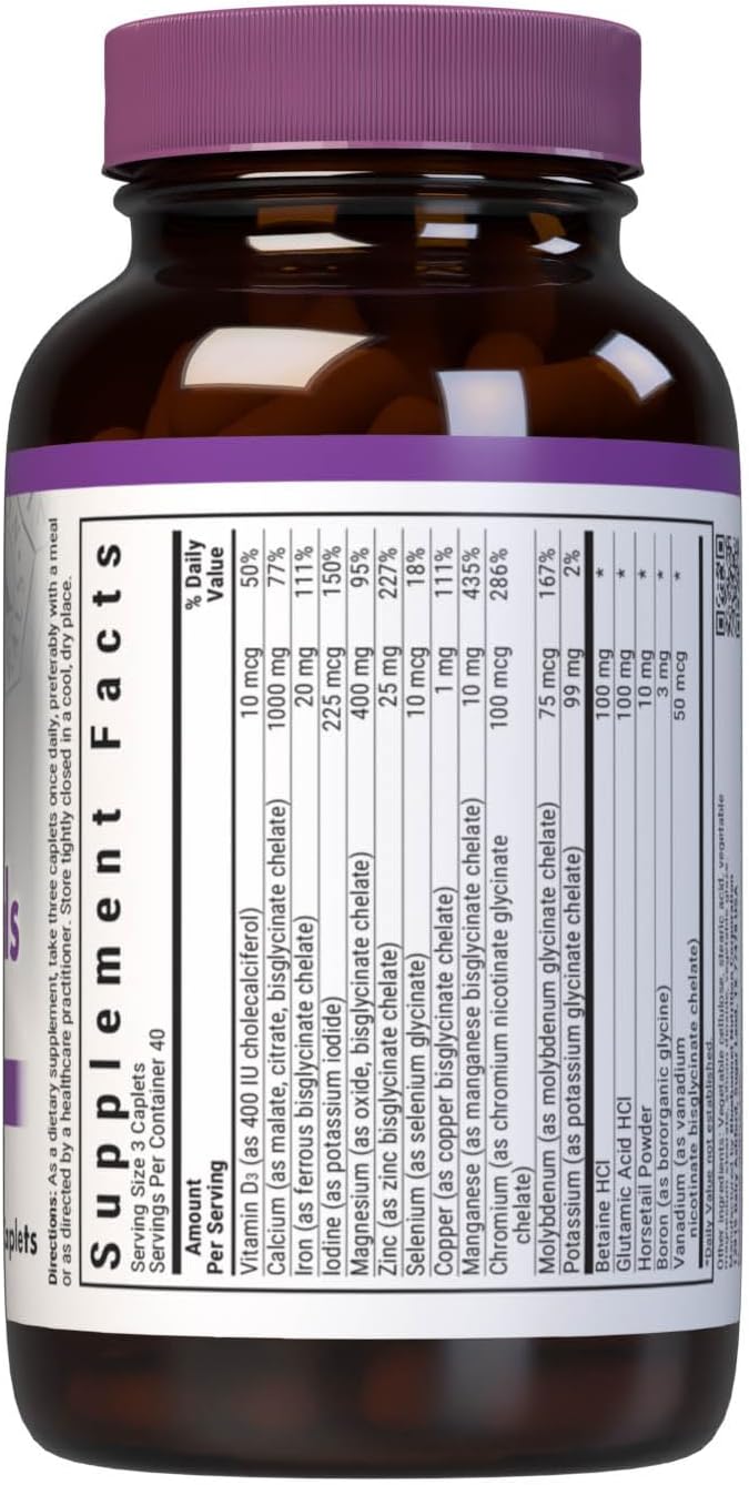 Bluebonnet Nutrition High Potency Chelated Multiminerals with Albion Chelated Minerals - Soy-Free, Gluten-Free, Non-GMO - 120 Caplets