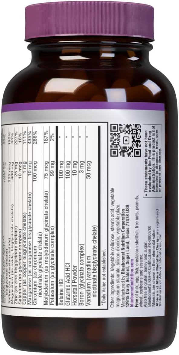 Bluebonnet Nutrition High Potency Chelated Multiminerals - Iron-Free, Soy-Free, Gluten-Free, Non-GMO, Kosher Certified - 120 Caplets
