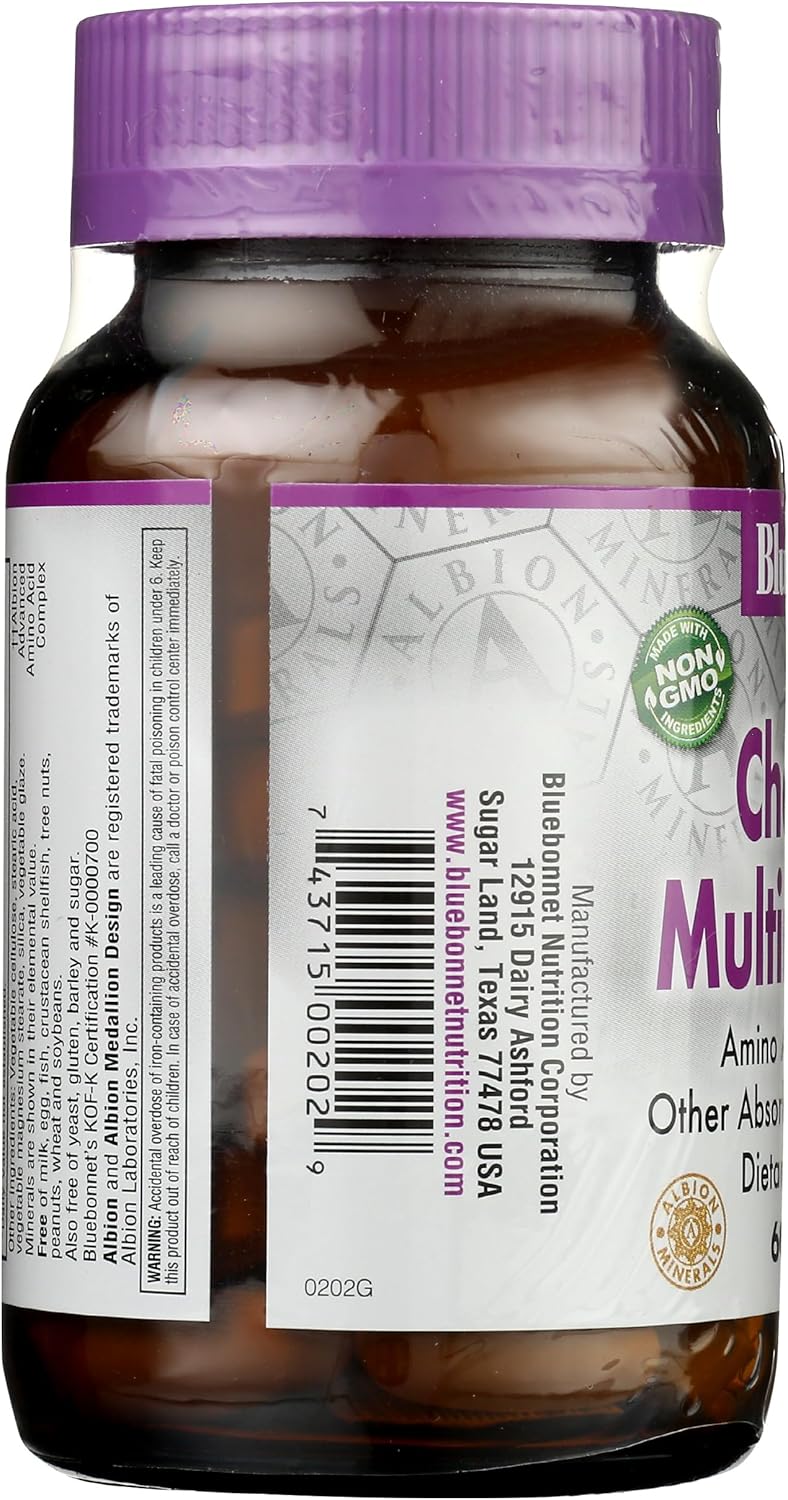 Bluebonnet Nutrition High Potency Chelated Multiminerals - Soy-Free, Gluten-Free, Non-GMO - 60 Caplets