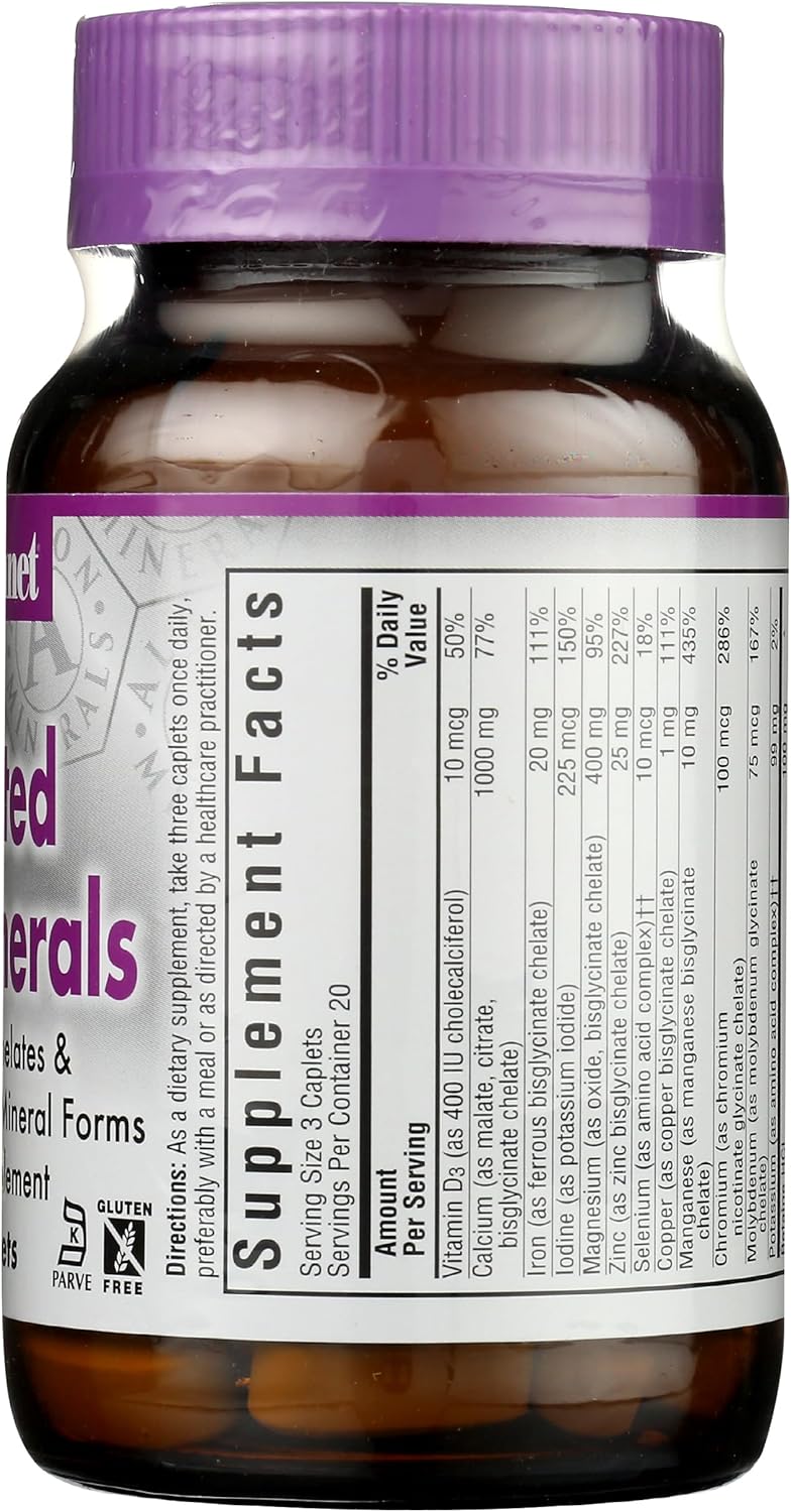 Bluebonnet Nutrition High Potency Chelated Multiminerals - Soy-Free, Gluten-Free, Non-GMO - 60 Caplets