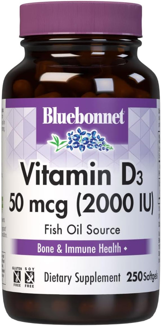 Bluebonnet Nutrition High Potency Vitamin D3 Softgels with Immune Support and Strong Bone Formula