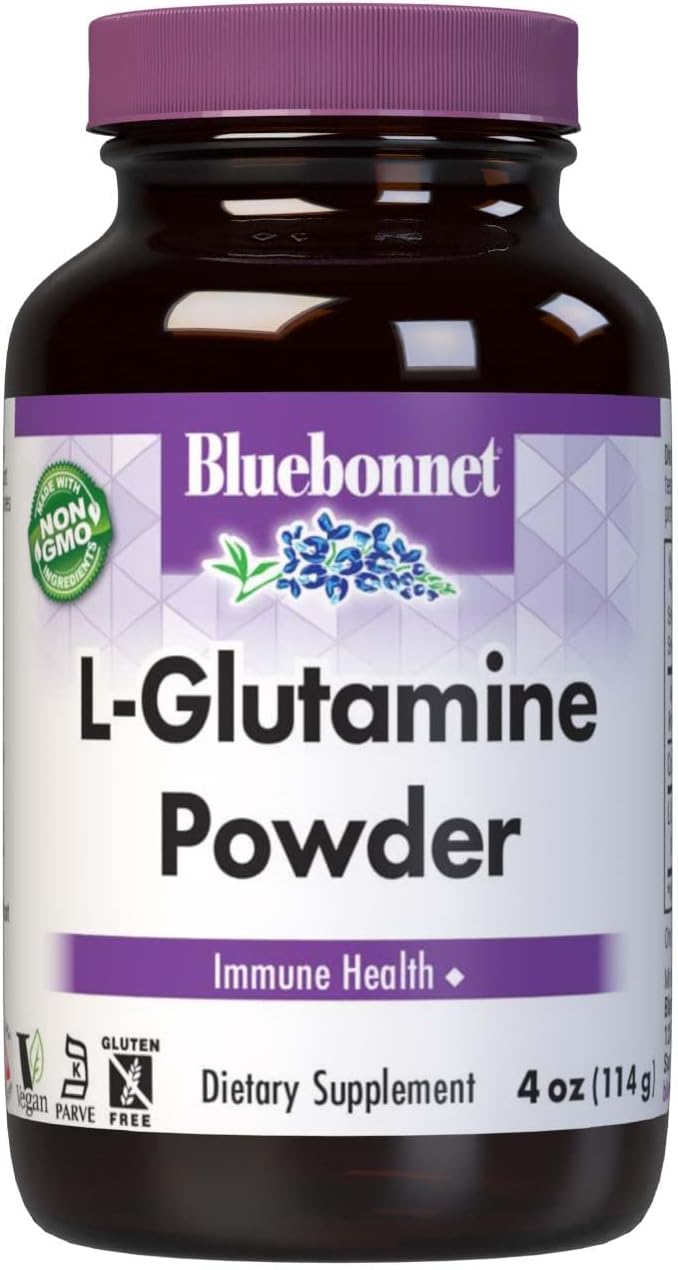 Bluebonnet Nutrition L-Glutamine Powder 5000mg - Immune Support, Nitrogen Transport - Soy-Free, Gluten-Free, Non-GMO - Vegan, Kosher Certified - 4 oz Bottle, 23 Servings