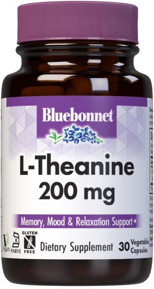 Bluebonnet Nutrition L-Theanine 200 mg Capsules - 30 Count Bottle