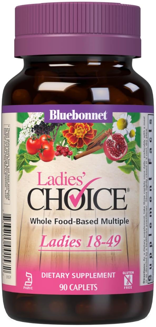 Bluebonnet Nutrition Ladies' Choice Whole Food-Based Multivitamin for Women 18-49, 90 Count - Purple/Pink Color