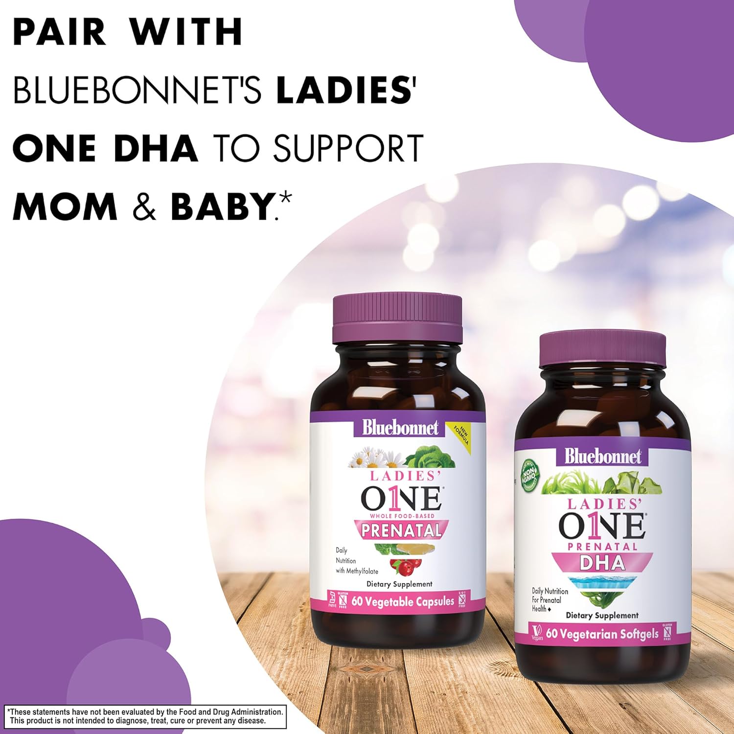 Bluebonnet Nutrition Ladies' One Prenatal Whole Food-Based Multiple - 30 Vegetable Capsules