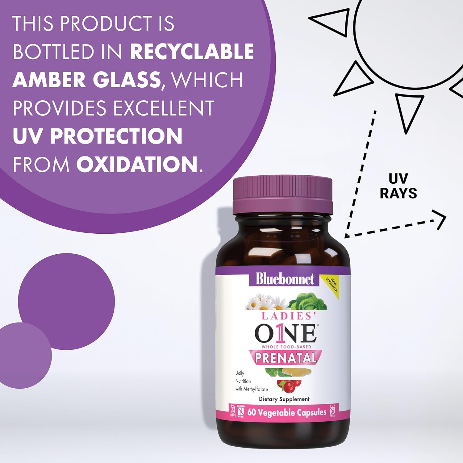 Bluebonnet Nutrition Ladies' One Prenatal Whole Food-Based Multiple - 30 Vegetable Capsules