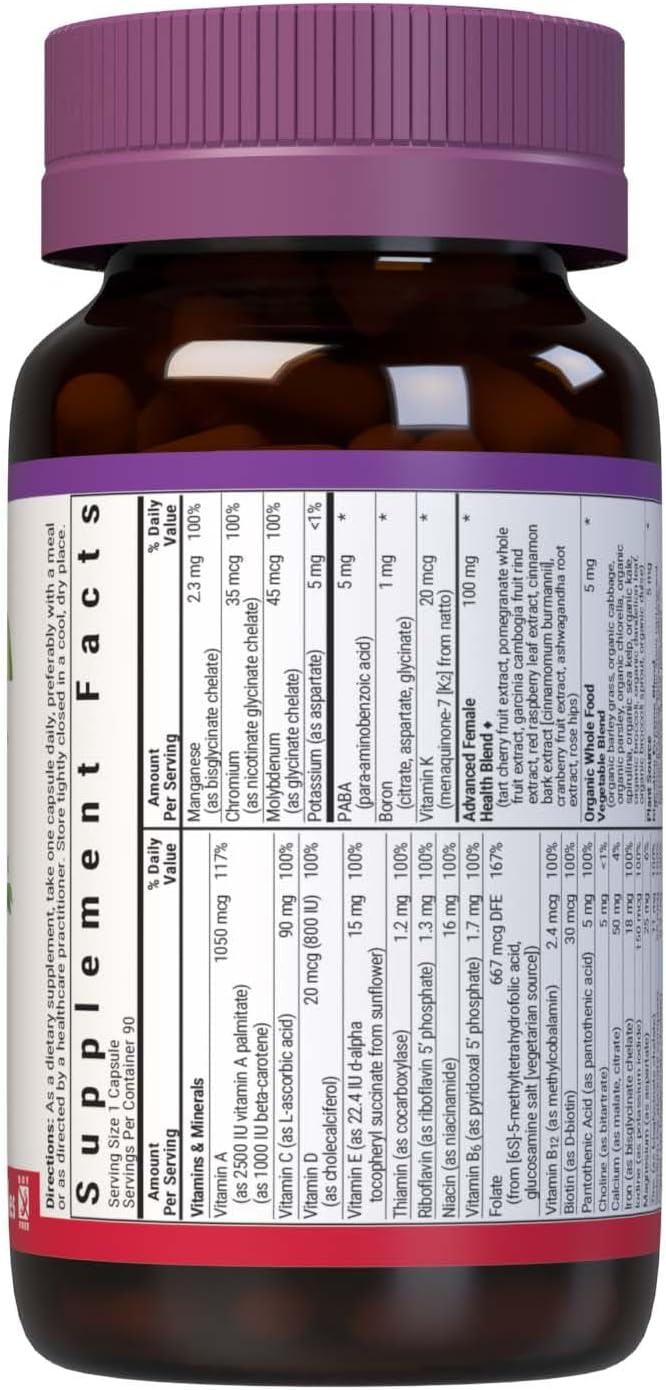 Bluebonnet Nutrition Ladies One Whole Food Multiple Energy Vitality Supplement 90 Capsules