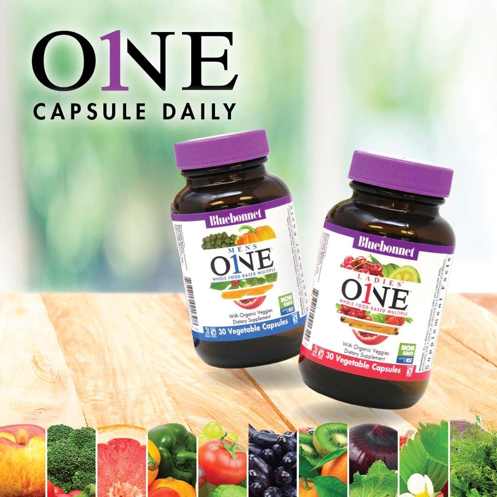 BlueBonnet Nutrition Ladies One Whole Food Multiple Capsules - Organic, Non-GMO, Gluten Free, Soy Free, Kosher - Energy & Vitality Boost - 60 Capsules, 2 Month Supply