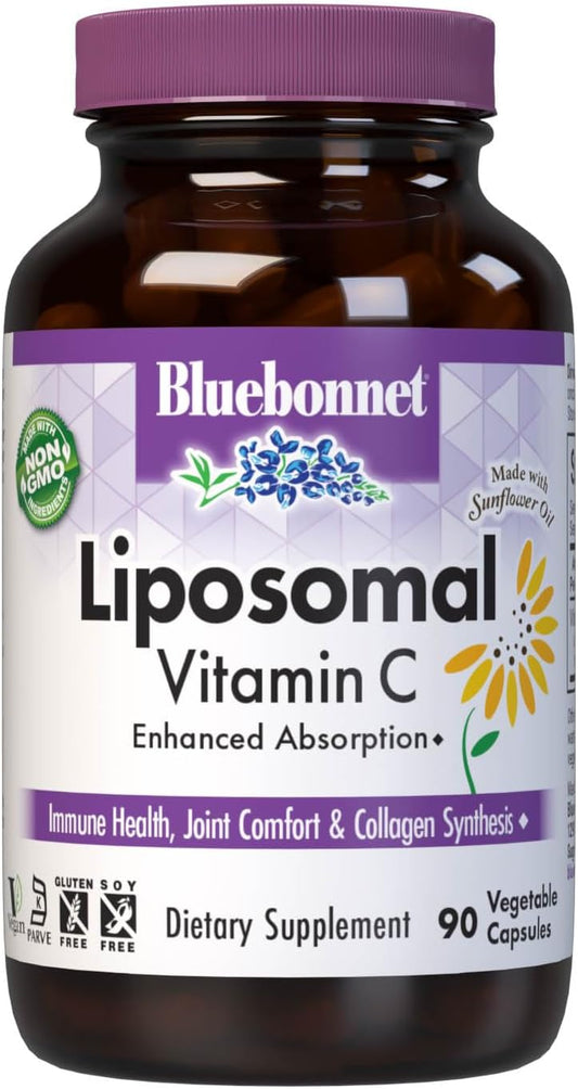 Bluebonnet Nutrition Liposomal Vitamin C Capsules - Immune & Joint Health Support, Collagen Synthesis, Vegan, Kosher, Non-GMO - 90 Capsules