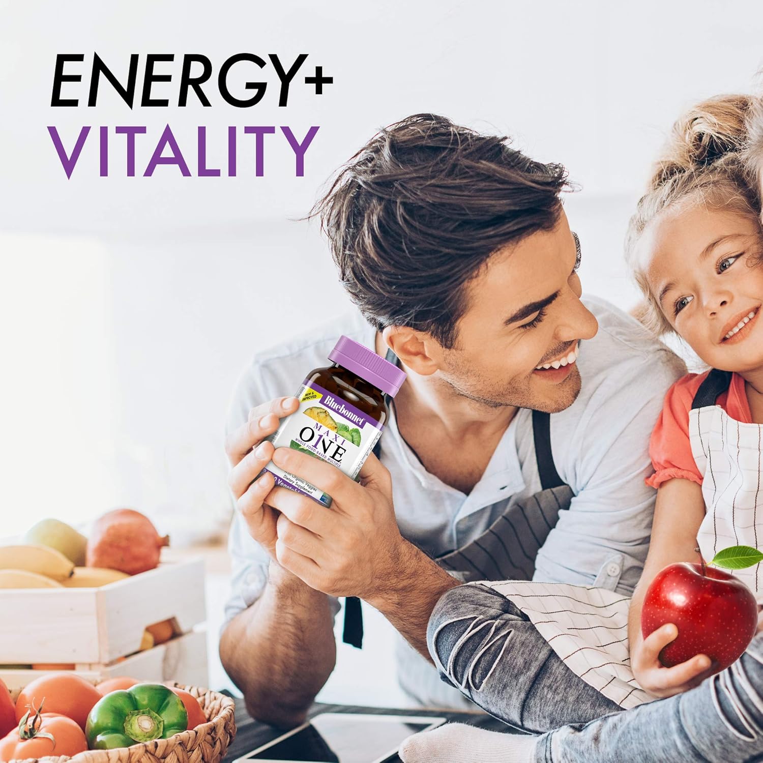 Bluebonnet Nutrition Maxi One Whole Food Multiple with Iron, Enzymes, Energy & Vitality - 90 Capsules