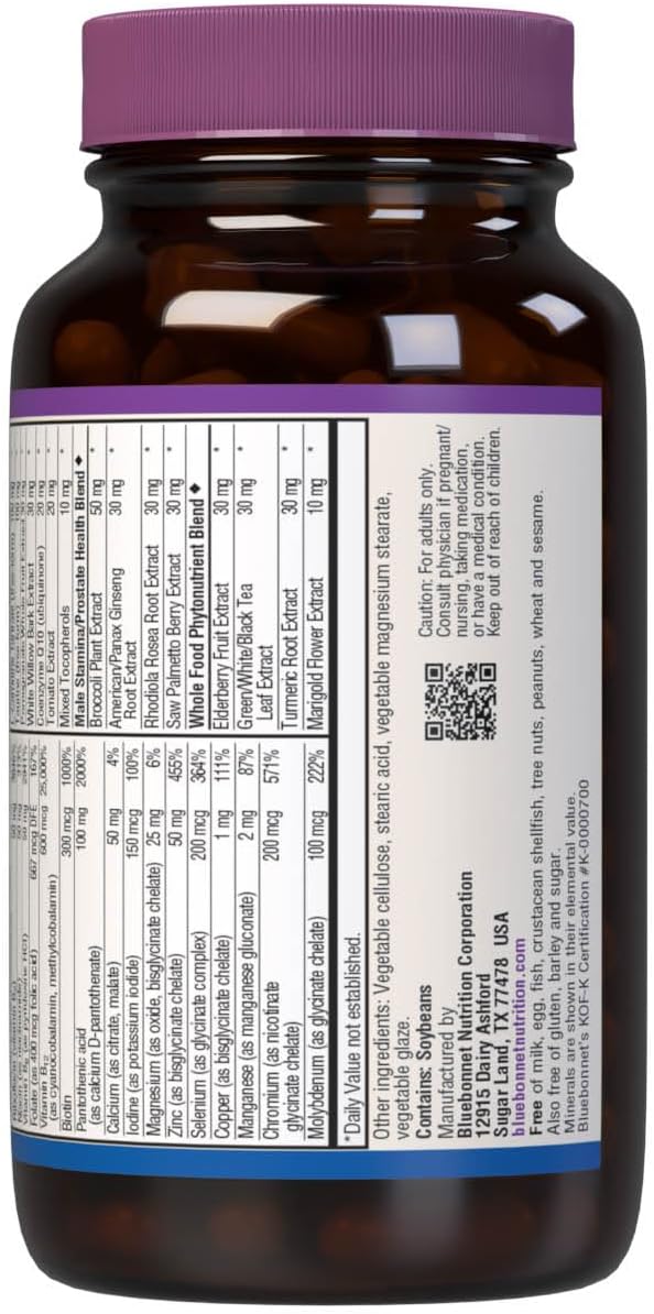 Bluebonnet Nutrition Men's Choice Whole Food-Based Multivitamin, 90 Count - Ideal for Men 18-49