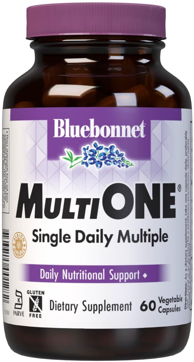 Bluebonnet Nutrition Mult One with Iron: Daily Nutritional Support for Vegetarians, Kosher Certified, Gluten-Free, Dairy-Free - 60 Capsules