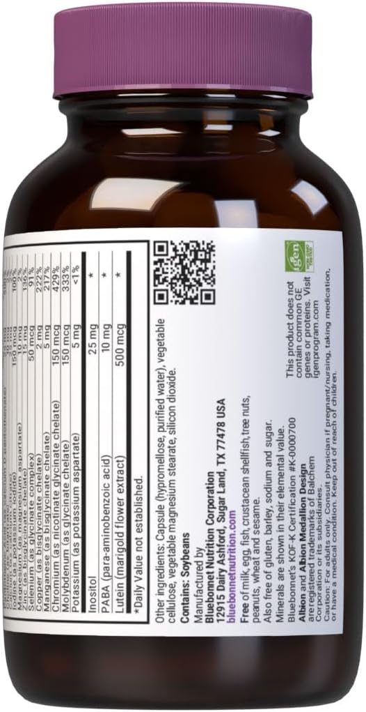 Bluebonnet Nutrition Multi ONE (Iron-Free) Daily Nutritional Support Capsules - Kosher, Gluten-Free, Dairy-Free, Vegetarian - 30 Servings