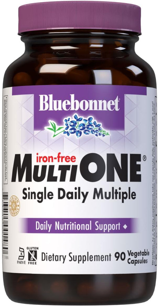 Bluebonnet Nutrition Multi One (Iron Free) Vegetable Capsules - Complete Full Spectrum Multiple with B Vitamins for General Health - Gluten & Milk Free - Kosher - 90 Count - 3 Month Supply