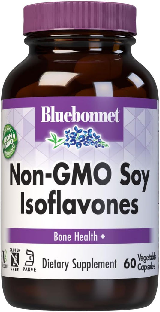 Bluebonnet Nutrition Non-GMO Soy Isoflavones for Bone Health - Vegan, Kosher Parve, Gluten-Free - 60 Vegetable Capsules