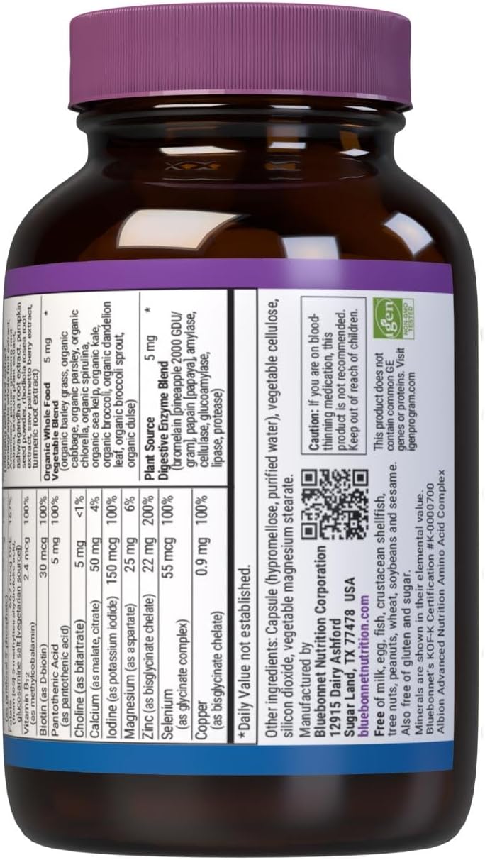 Bluebonnet Nutrition One for Men Whole Food-Based Multivitamin, Daily Nutrition Supplement - Non-GMO, Vegetarian, Kosher, Gluten/Soy/Dairy-Free - 30 Veg Caps