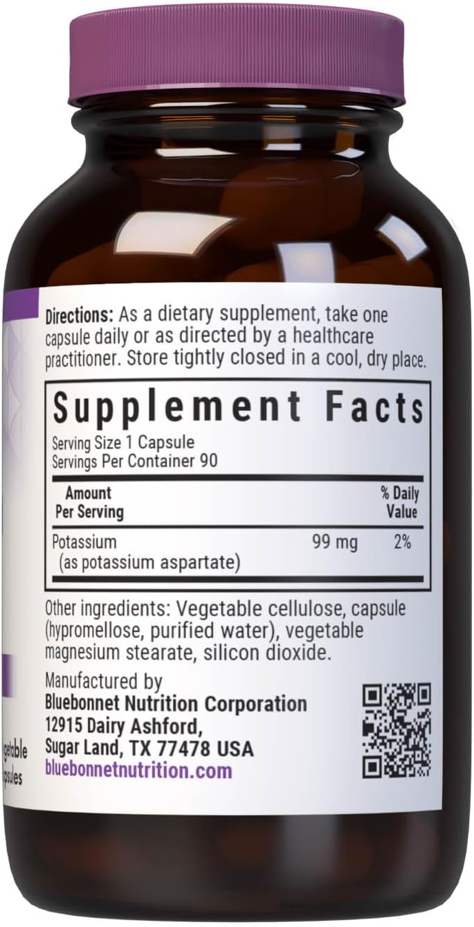 Bluebonnet Nutrition Potassium Supplement - 99 mg, 90 Vegetarian Capsules