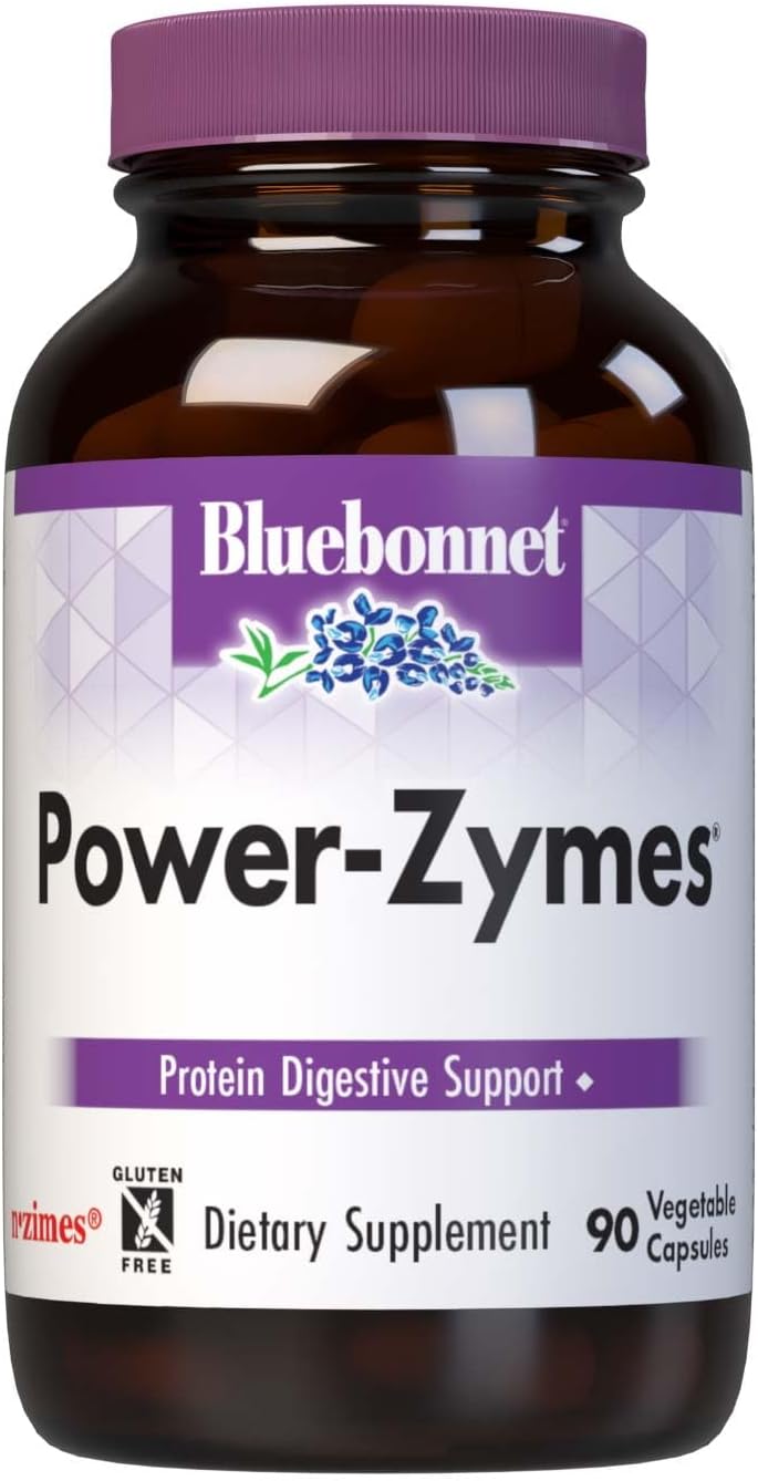Bluebonnet Nutrition Power-Zymes: Protein Digestive Support in 90 Vegetable Capsules