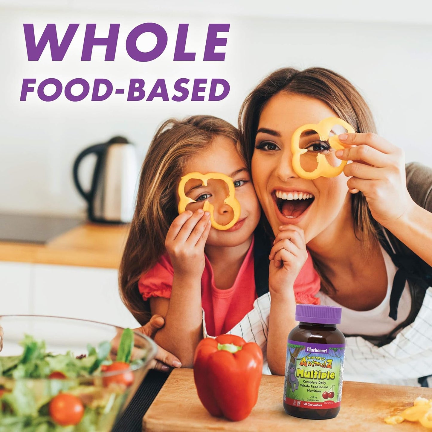 Bluebonnet Nutrition Rainforest Animalz Whole Food Based Kids Multivitamin & Mineral Chewable Tablets - 90 Count - Gluten Free, Milk Free, Kosher, Mixed Flavors