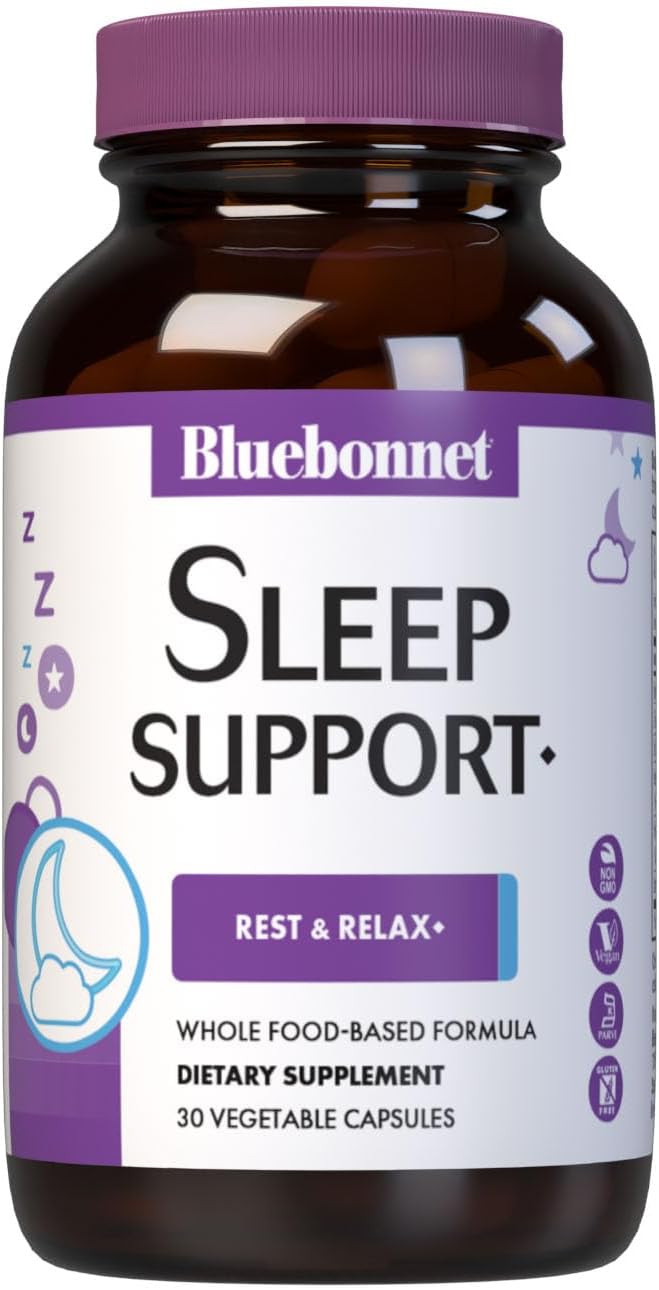 Bluebonnet Nutrition Sleep Support Formula - Whole Food-Based, Soy-Free, Gluten-Free, Kosher, Non-GMO, Dairy-Free, Vegan - 30 Capsules
