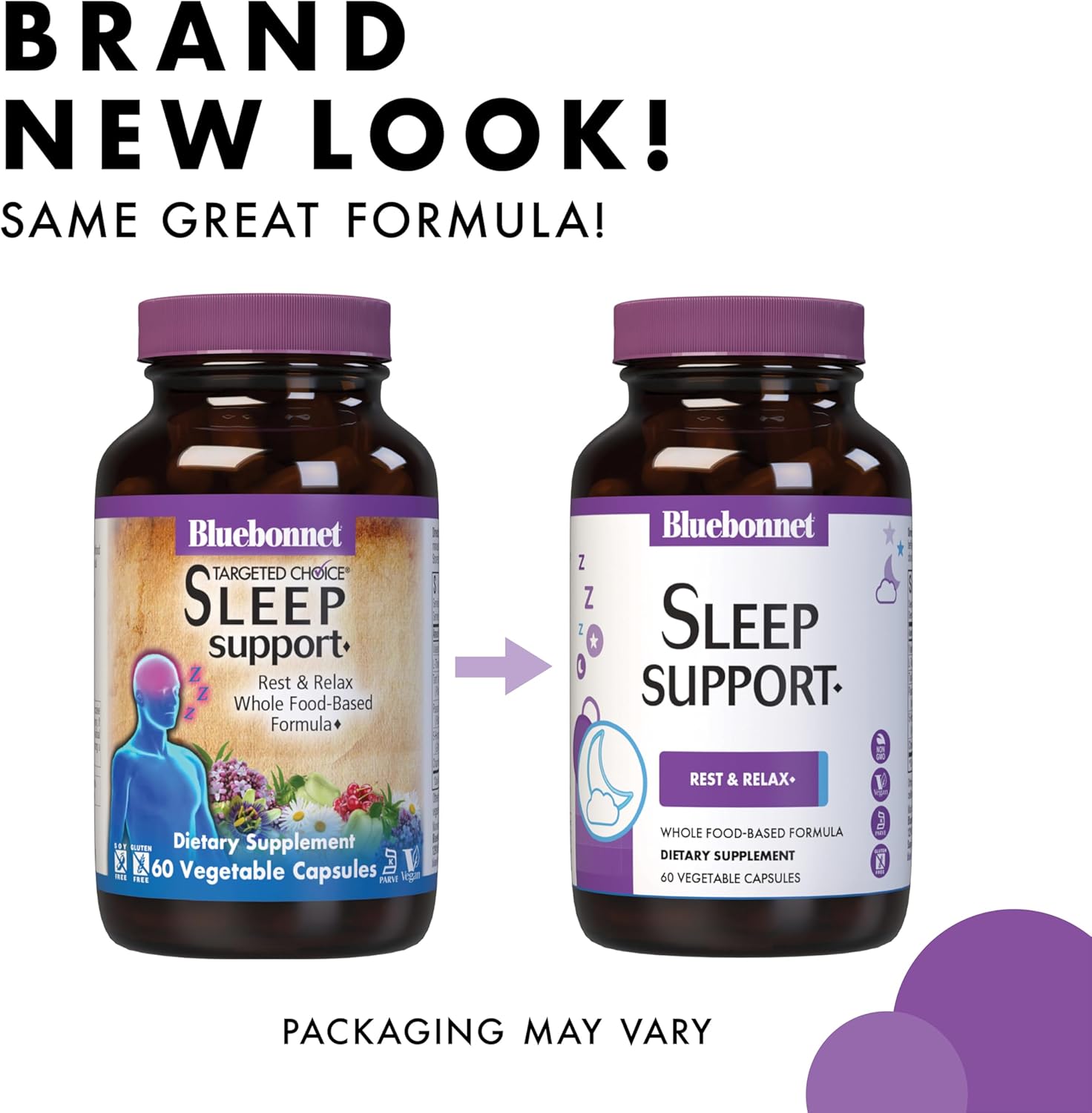 Bluebonnet Nutrition Sleep Support Formula - Whole Food-Based, Soy-Free, Gluten-Free, Kosher, Non-GMO, Dairy-Free, Vegan - 30 Capsules