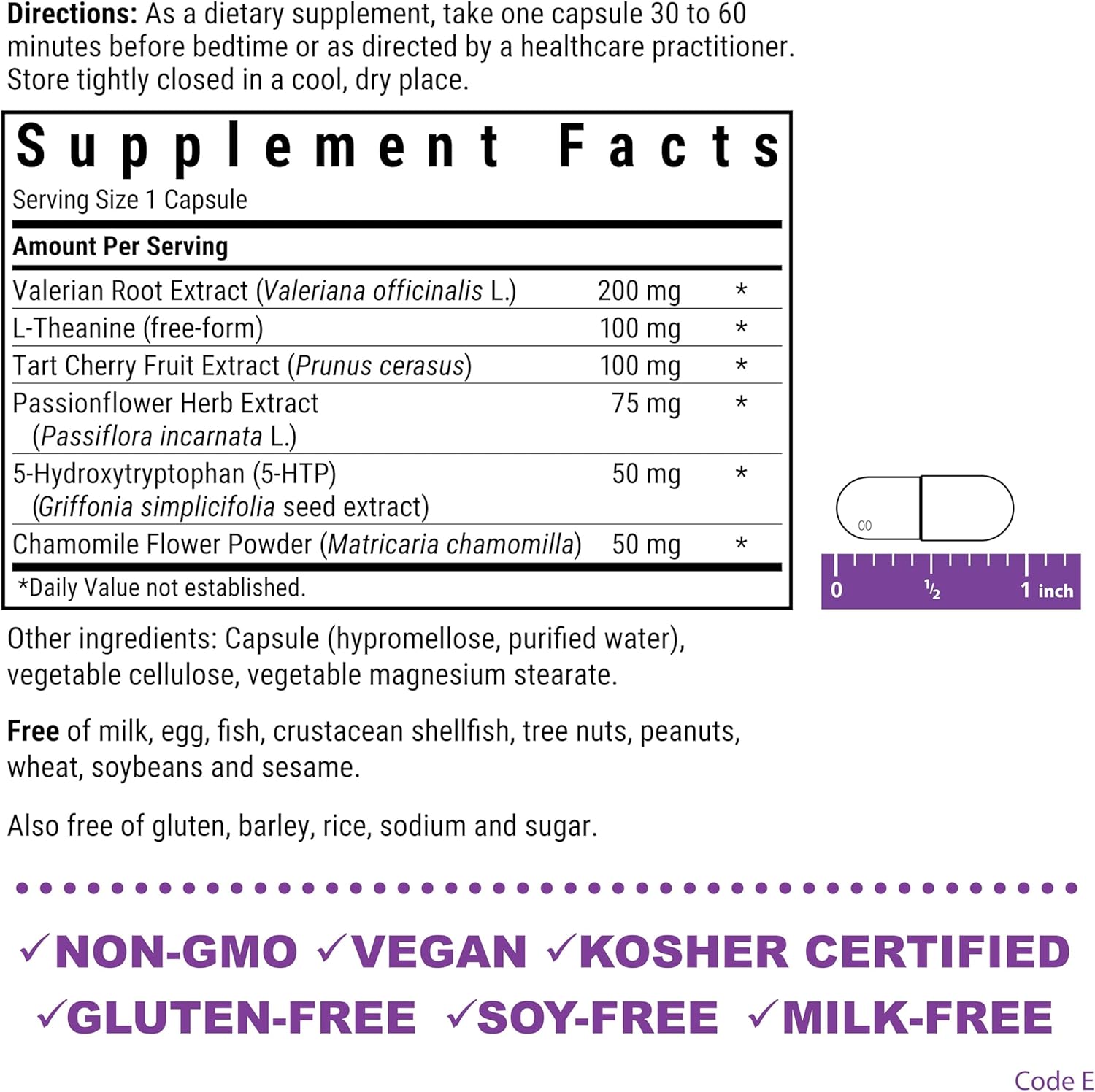 Bluebonnet Nutrition Sleep Support Formula - Whole Food-Based, Soy-Free, Gluten-Free, Kosher, Non-GMO, Dairy-Free, Vegan - 30 Capsules