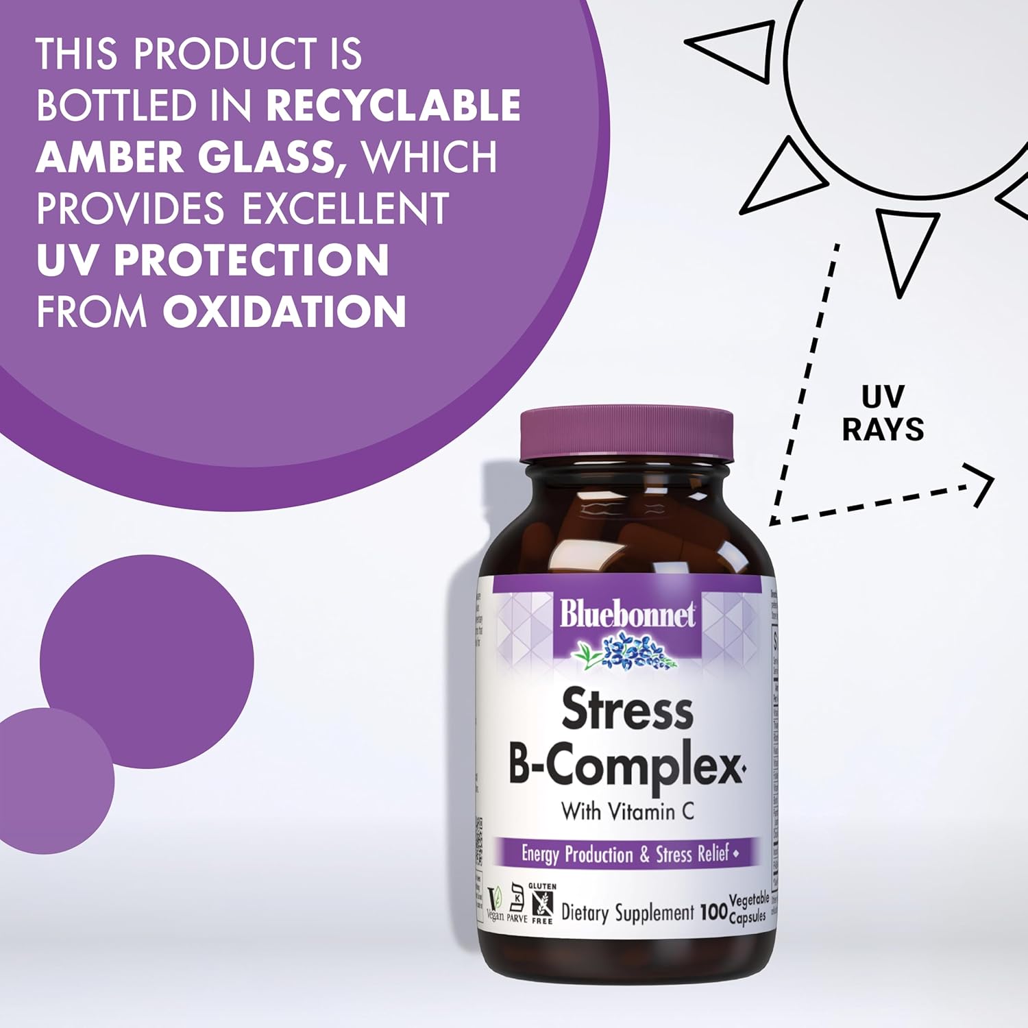 Bluebonnet Nutrition Stress B Complex Capsules - 50 Count, Vegetable Formula