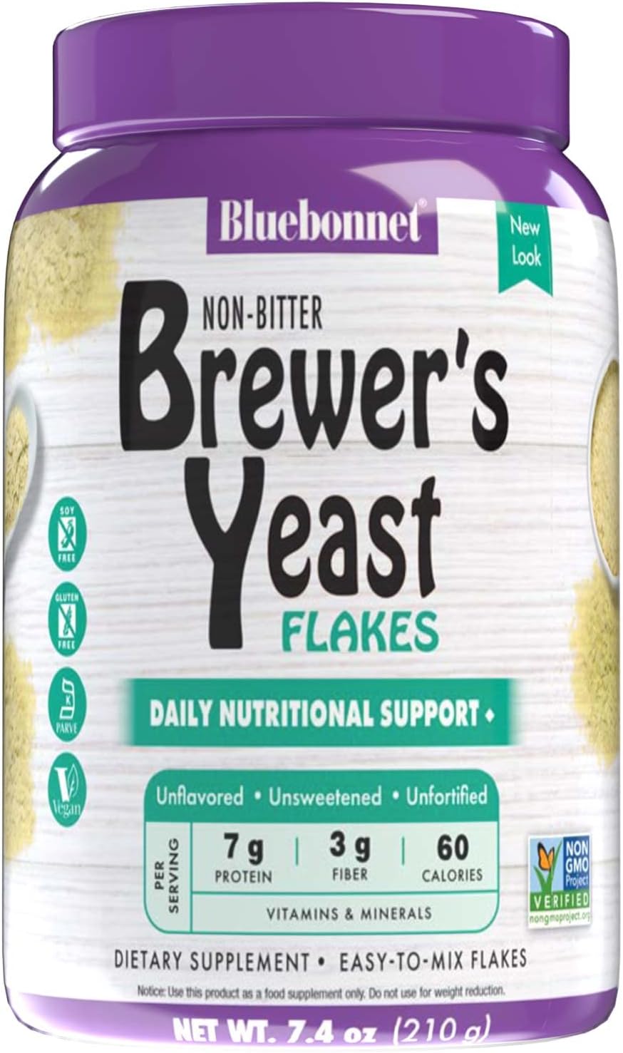Bluebonnet Nutrition Super Earth Brewers Yeast Flakes - Vegan Whole Food Source for Vitamins - Great Tasting Non GMO Gluten Free Soy Free Dairy Free - 7.4 oz