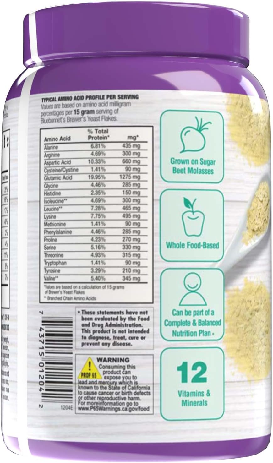 Bluebonnet Nutrition Super Earth Brewers Yeast Flakes - Vegan Whole Food Source for Vitamins - Great Tasting Non GMO Gluten Free Soy Free Dairy Free - 7.4 oz