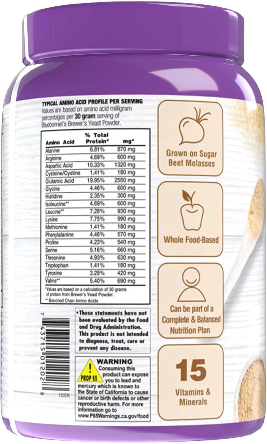 Bluebonnet Nutrition Super Earth Brewers Yeast Powder - 2 lb - Whole Food Super Food Source for Vitamins - Vegan, Vegetarian, Non GMO, Gluten Free, Soy Free, Kosher - Great Tasting