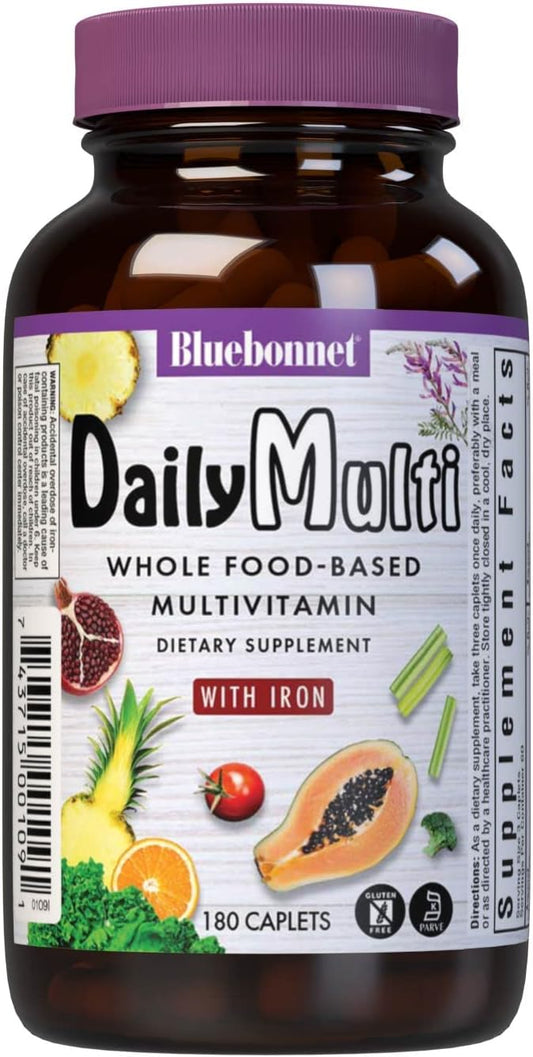 Bluebonnet Nutrition Super Earth MultiNutrient Formula with Iron, 180 Count - Gluten-Free, Kosher, Vegetarian, Dairy-Free - Daily Nutritional Support