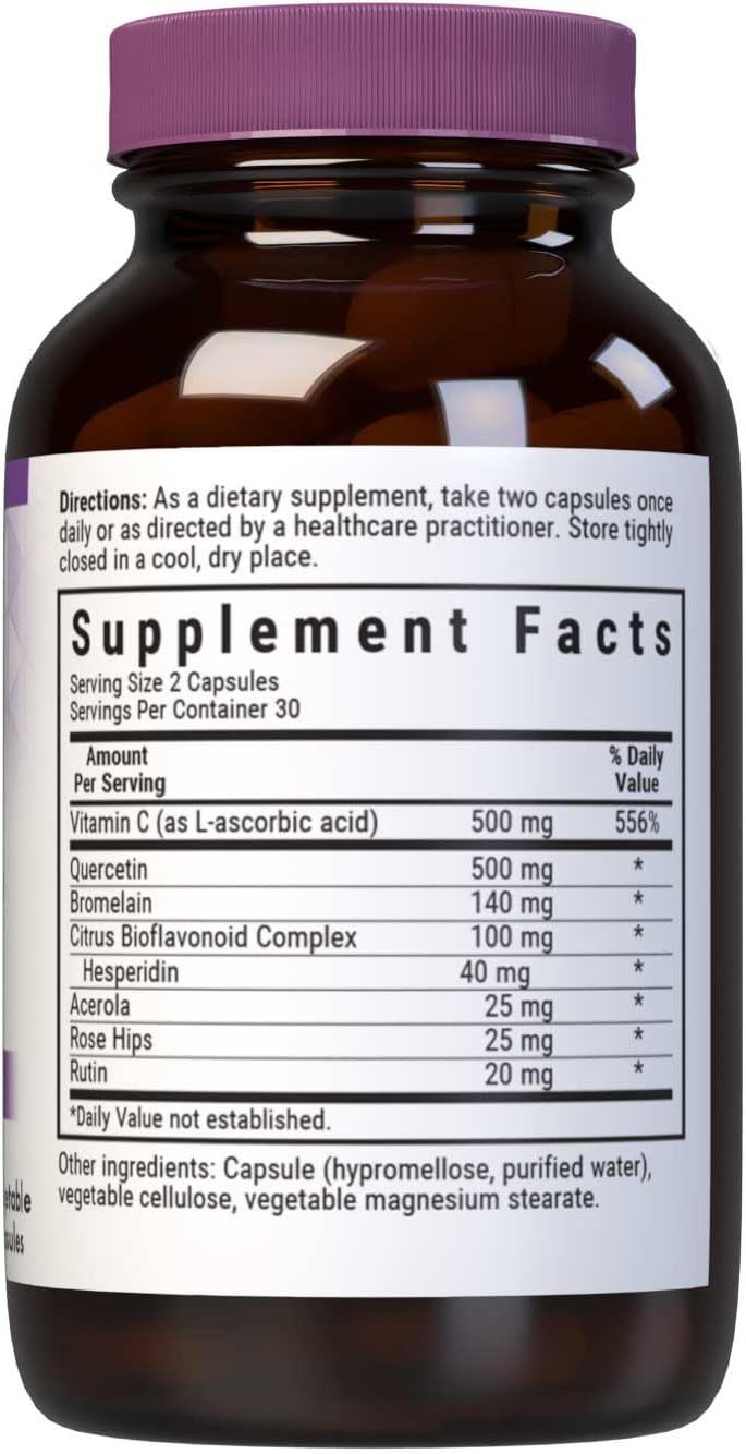 Bluebonnet Nutrition Super Quercetin Capsules with Vitamin C - Seasonal & Immune Support - Non-GMO, Gluten-Free, 60 Capsules
