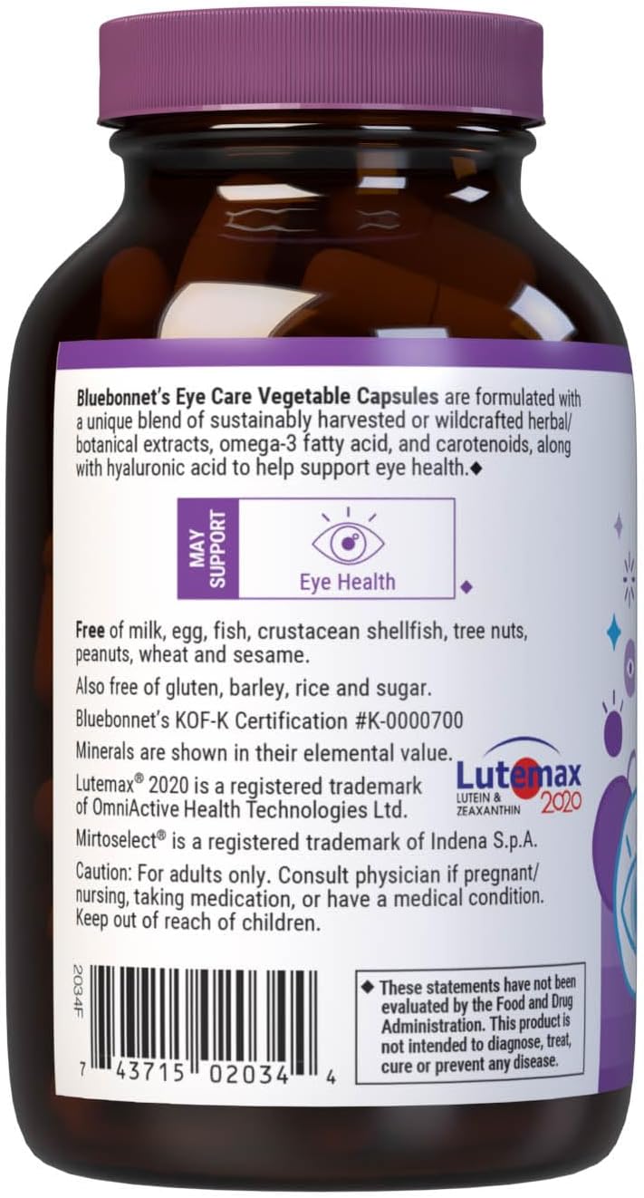 Bluebonnet Nutrition Targeted Choice Eye Care for Eye Health, Macular Protection, 45 Servings, Light Grey, Macular & Blue, 90 Count