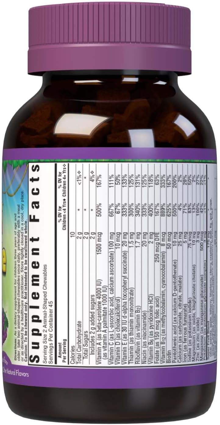 Bluebonnet Super Earth Rainforest Animalz Multiple Chewable - 90 Count - Light Grey and Purple