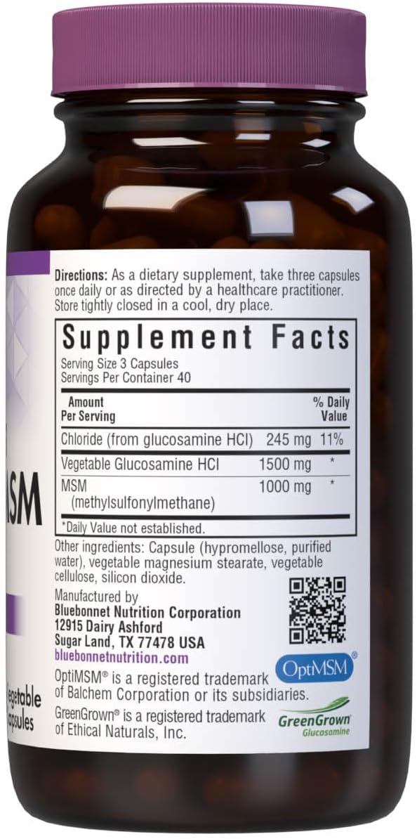 BlueBonnet Vegetarian Glucosamine Plus MSM Supplement - 120 Count Bottle