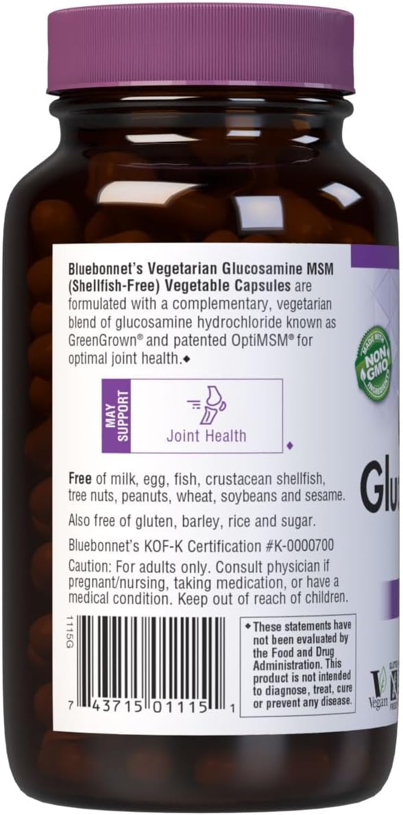 BlueBonnet Vegetarian Glucosamine Plus MSM Supplement - 120 Count Bottle