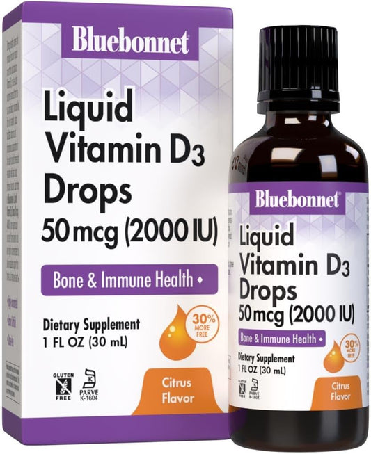 BlueBonnet Vitamin D3 Drops - 2000 IU, Natural Citrus Flavor - 1 Fl Oz - Liquid Supplement