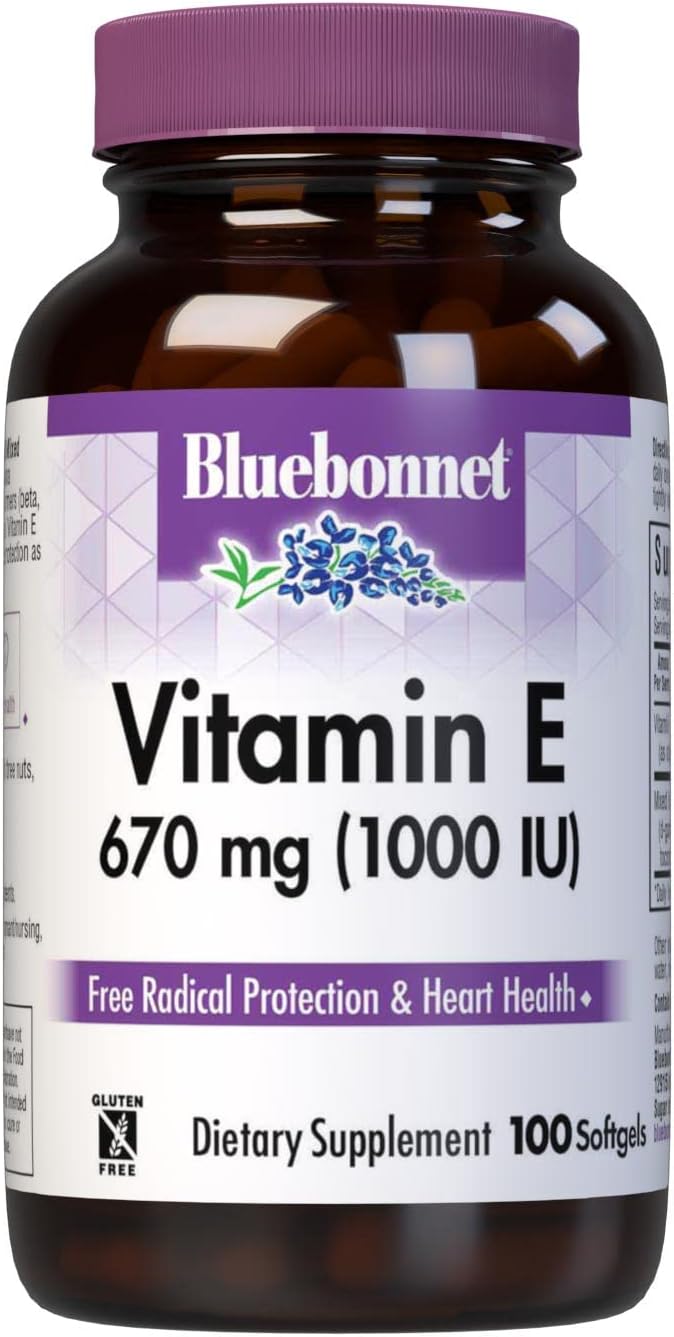 BlueBonnet Vitamin E 1000 IU Mixed Softgels - 100 Count - High Potency Supplement for Immune Support and Skin Health