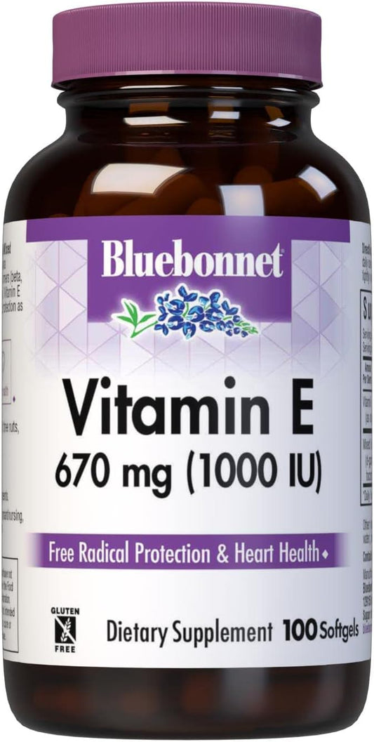BlueBonnet Vitamin E 1000 IU Mixed Softgels - 100 Count - High Potency Supplement for Immune Support and Skin Health