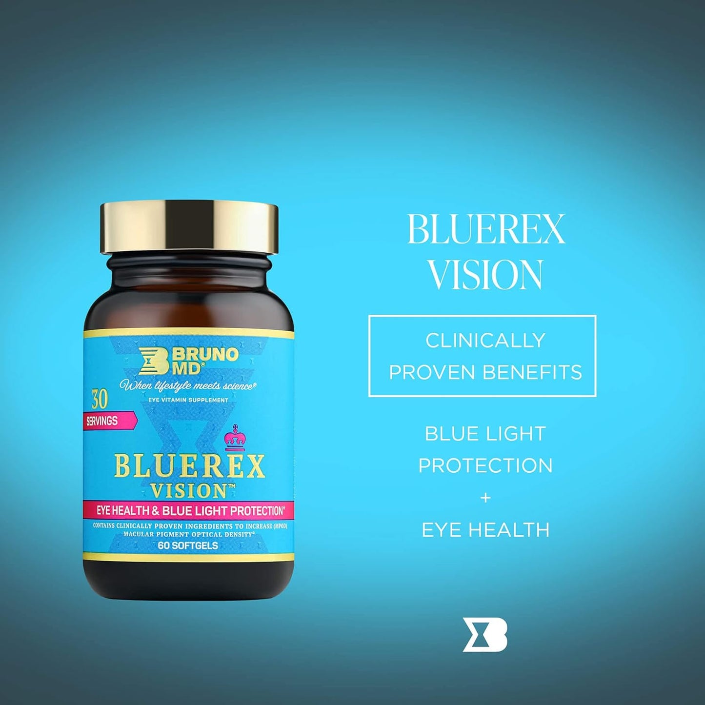 Bluerex Vision Eye Health Supplement for Adults - Vitamin E & Bilberry Extracts - Antioxidant Support for Computer Vision Syndrome & Dry Eyes