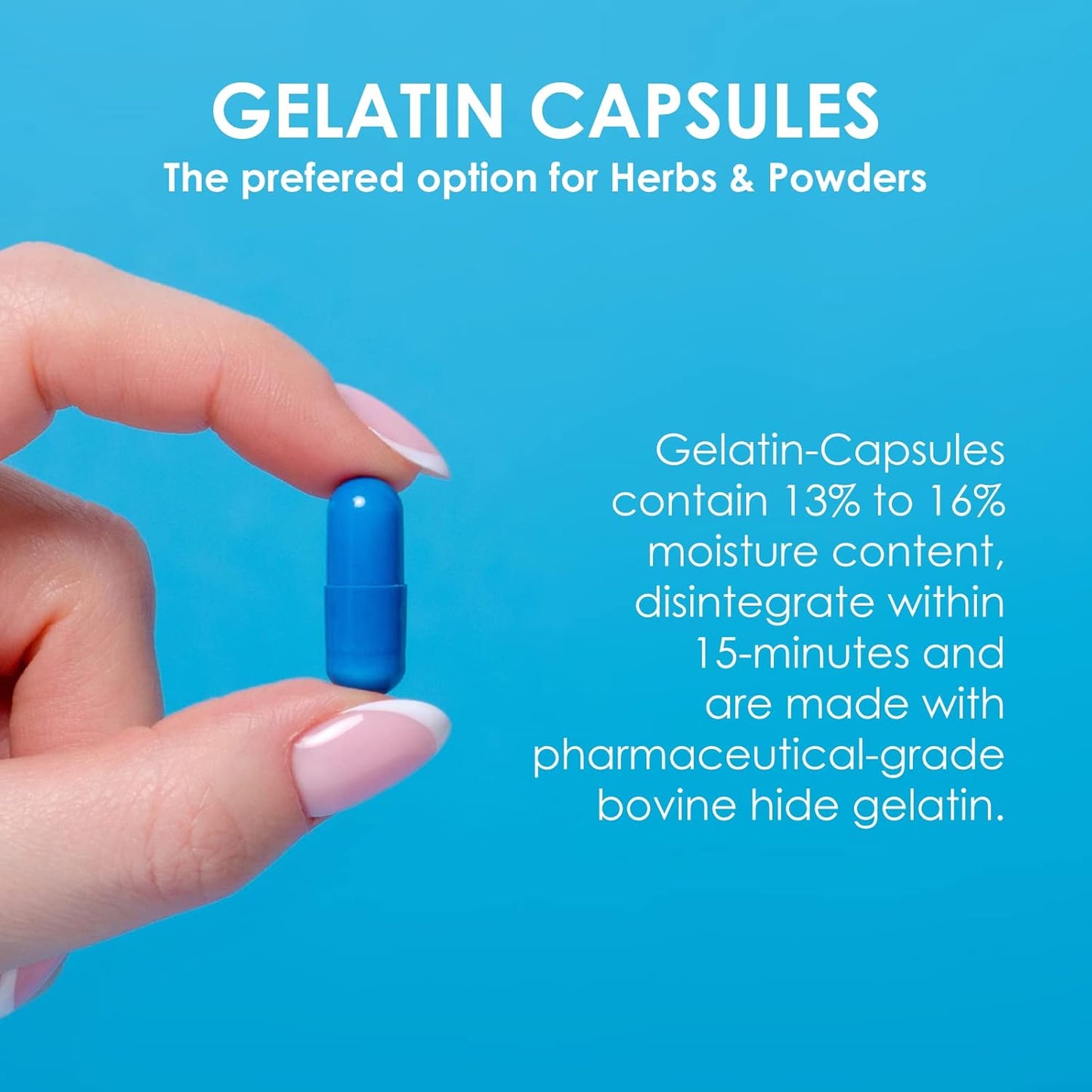 Blue/White Size 00 Empty Gelatin Capsules - 10000 Count | Kosher & Halal Certified | Gluten Free