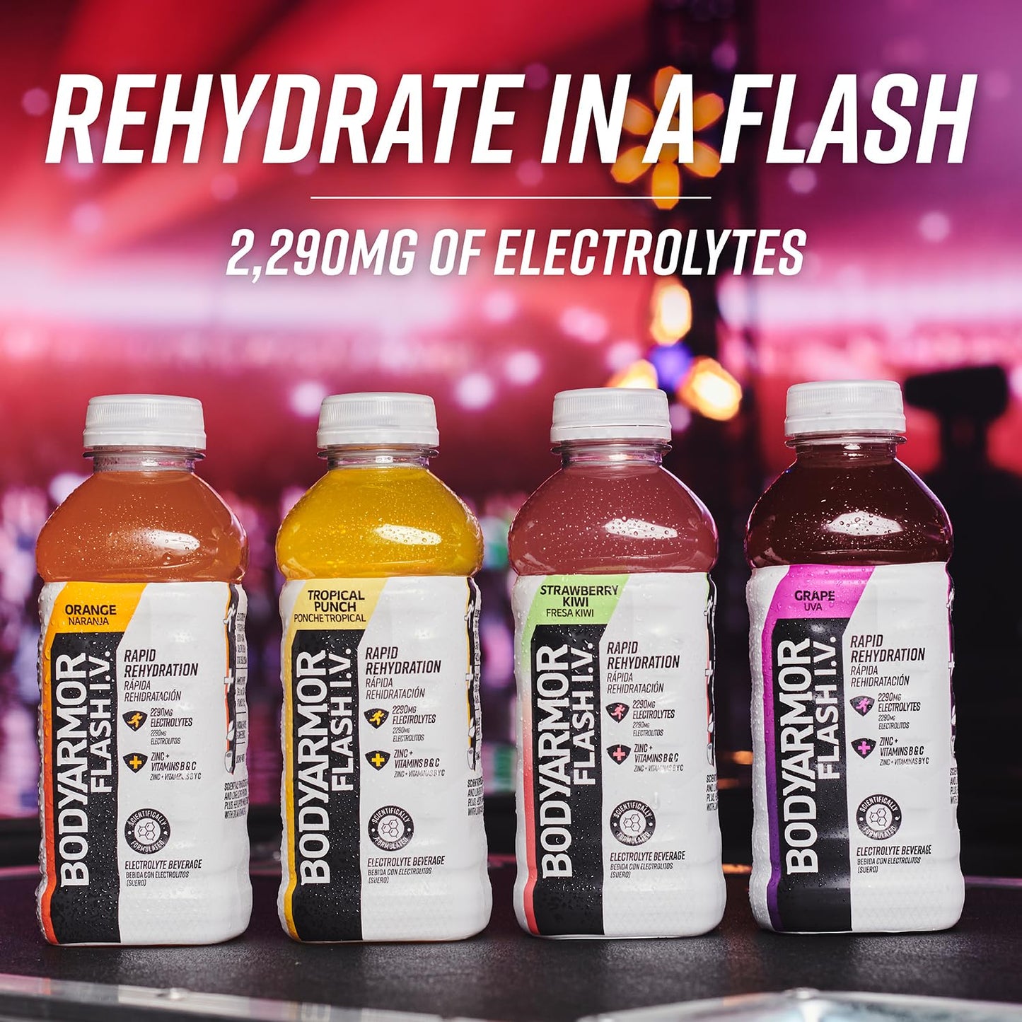 BODYARMOR Flash I.V. Strawberry Kiwi Electrolyte Beverage, 20oz (12 Pack)