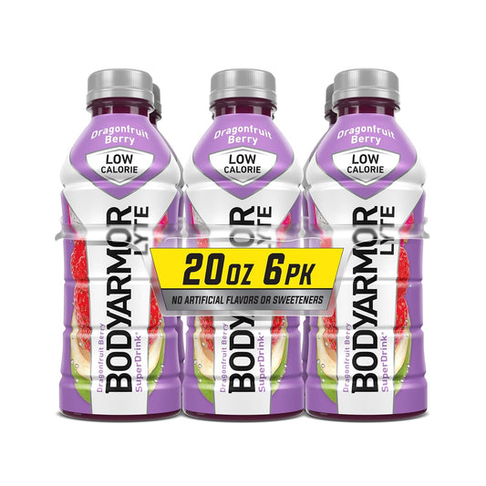 BODYARMOR LYTE Dragonfruit Berry Sports Drink - Low-Calorie Beverage Packed with Electrolytes and Vitamins - 20 Fl Oz (Pack of 6)