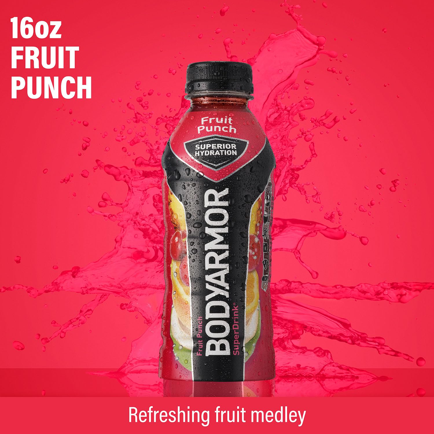 BODYARMOR Sports Drink: Fruit Punch Flavor with Coconut Water, Natural Vitamins & Electrolytes - 16 Fl Oz (12 Pack)